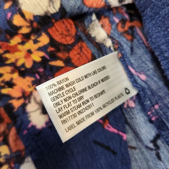 Mossimo Supply Co. One Shoulder Top Tie Front Crinkled Floral Blue Multi Sz XXL - Picture 7 of 7